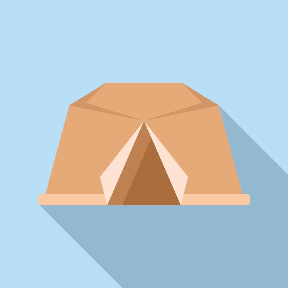 Camping tent standing on wooden platform for glamping vector