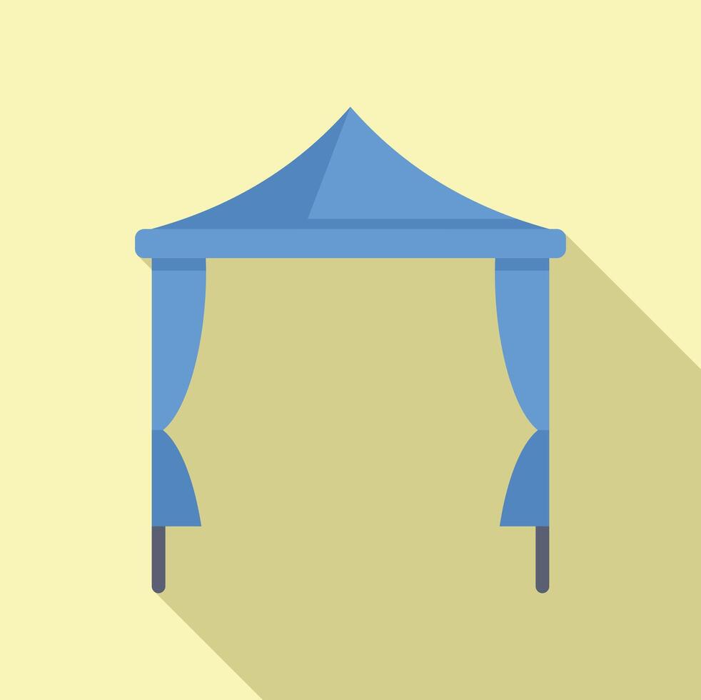 Blue event tent standing in sunlight on warm summer day vector
