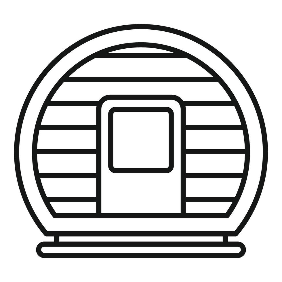 Modern round wooden sauna offering relaxing heat therapy session vector