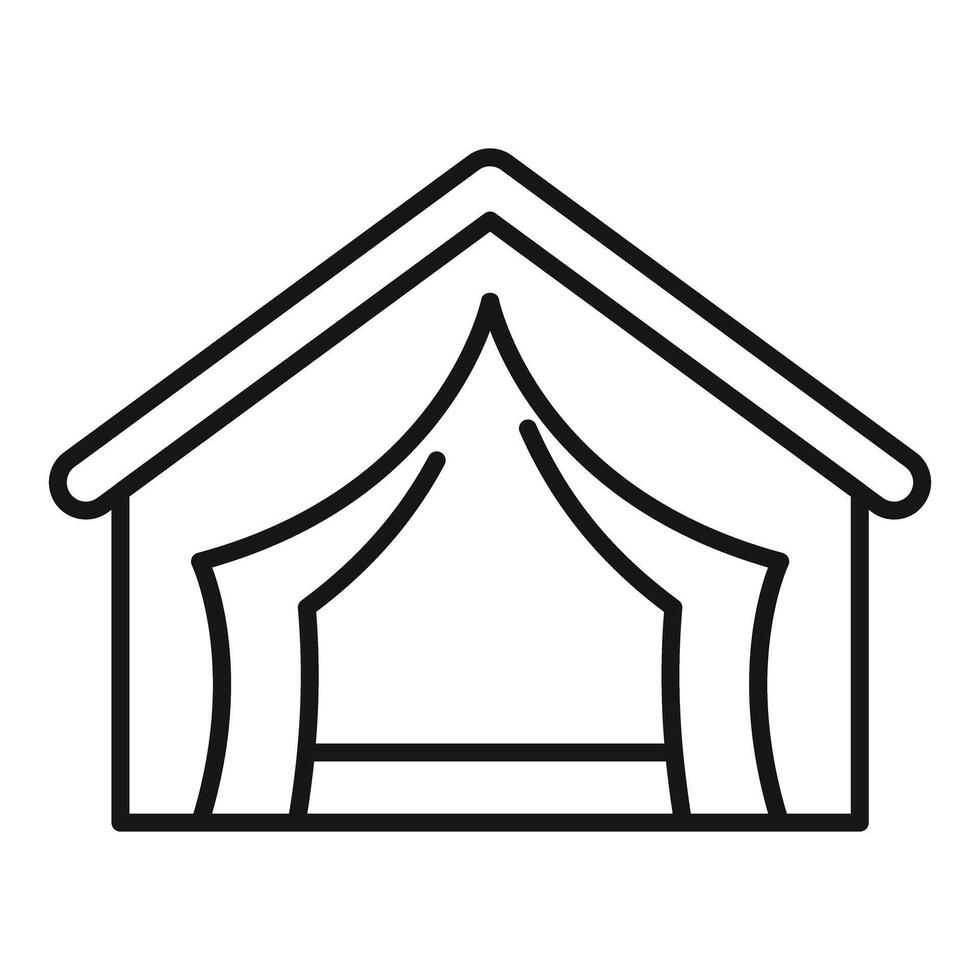 Tent camp is depicted with canopy roof on white background icon vector