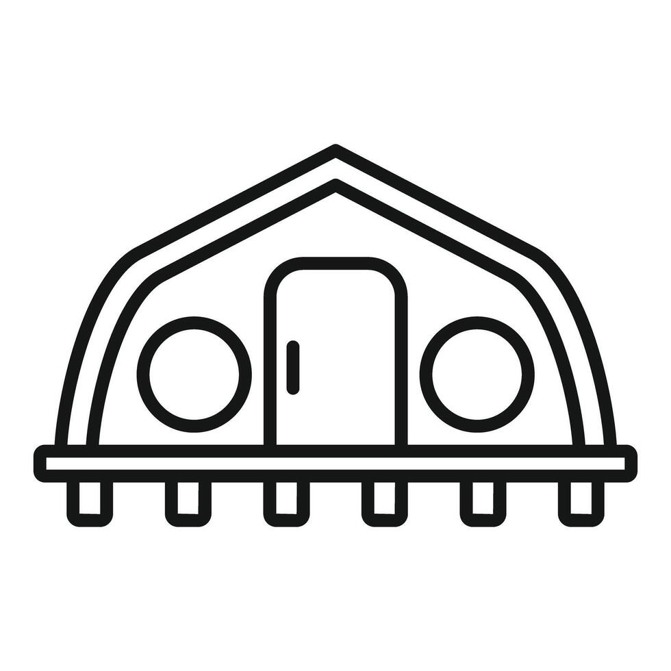 Large chicken coop icon with round windows for poultry farming vector