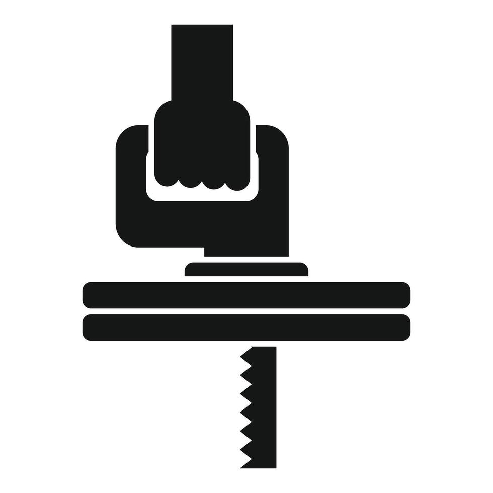 Worker using electric jigsaw cutting wood plank icon vector