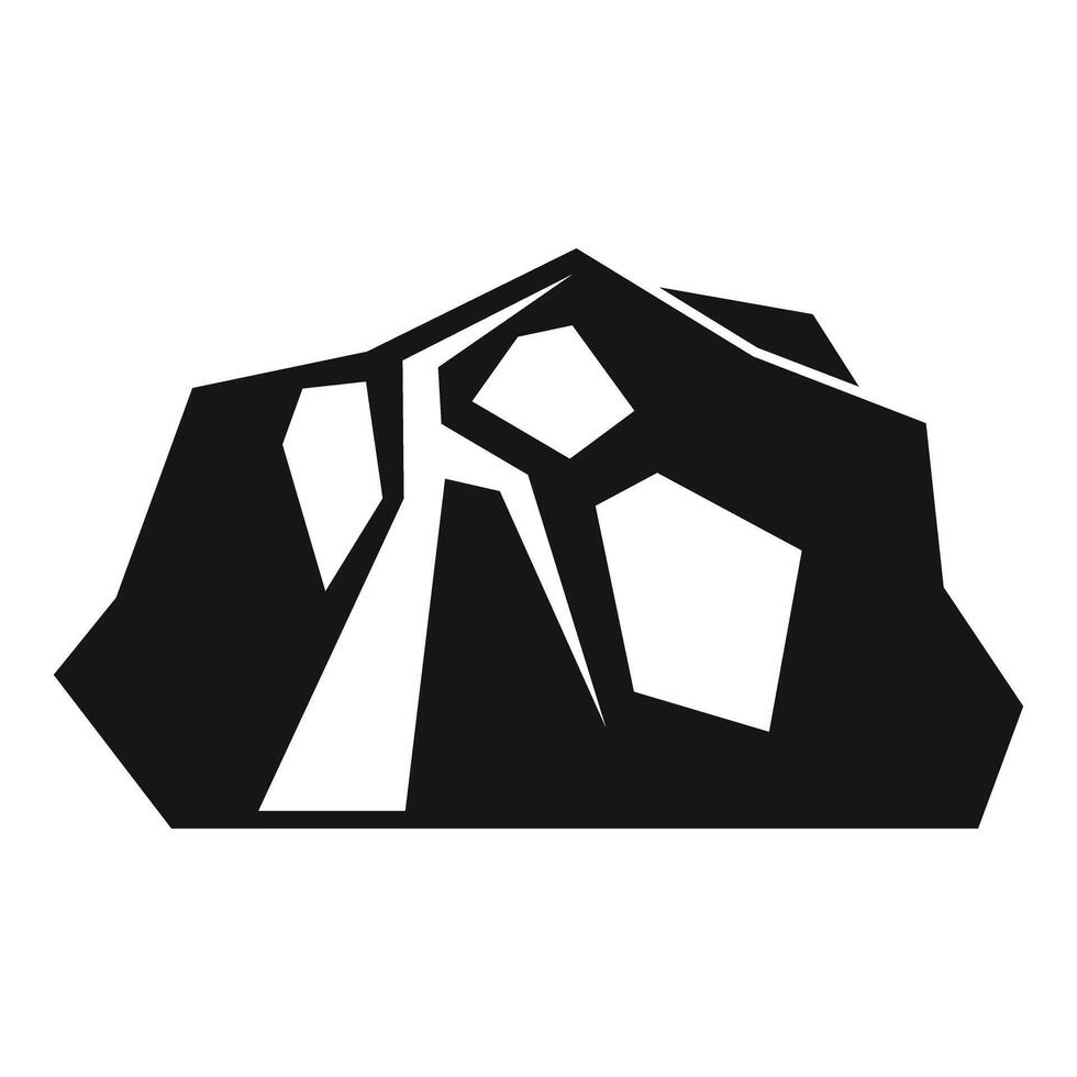 Black and white icon of rock with cracks representing geology vector