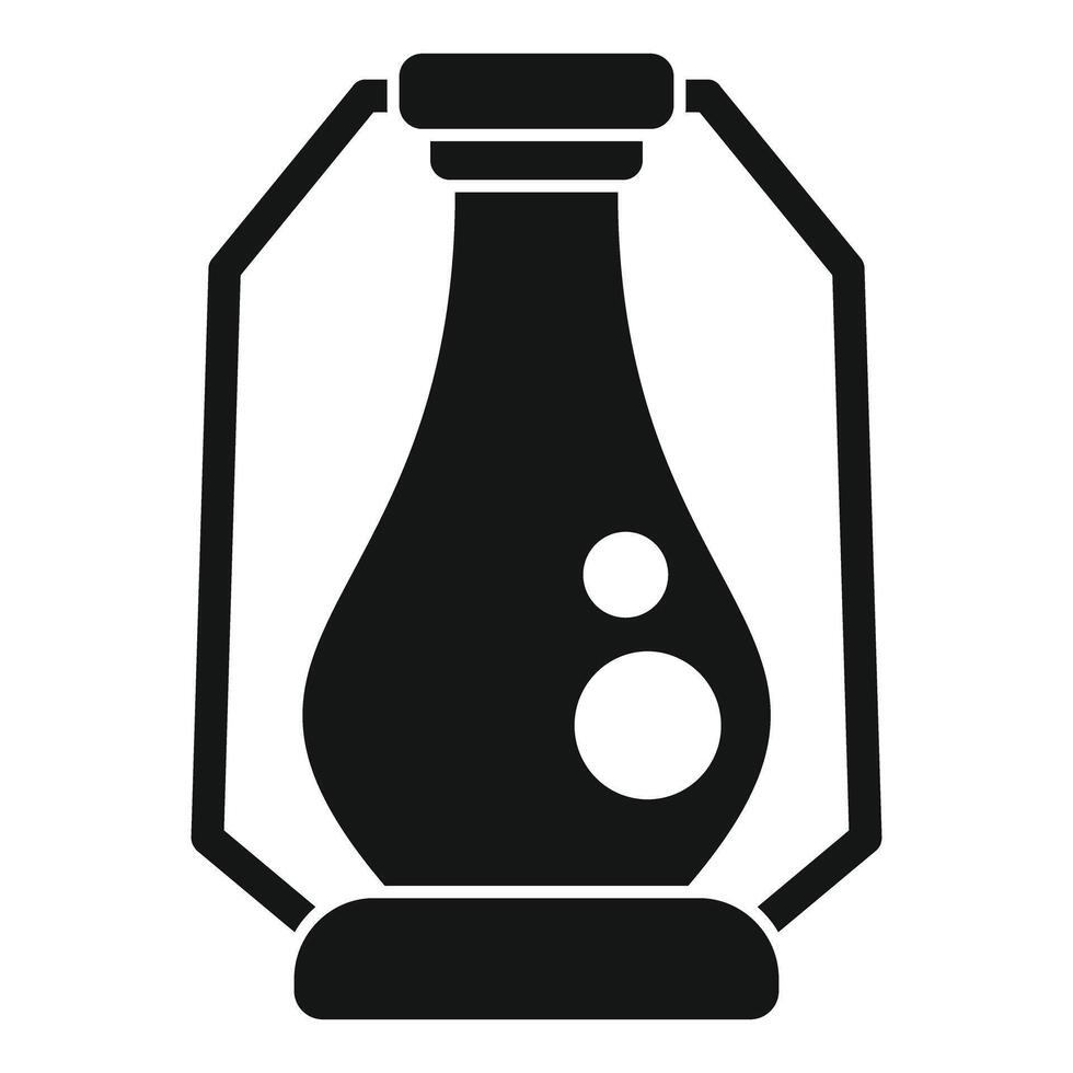 Black alchemy potion is brewing in a glass bottle with bubbles vector