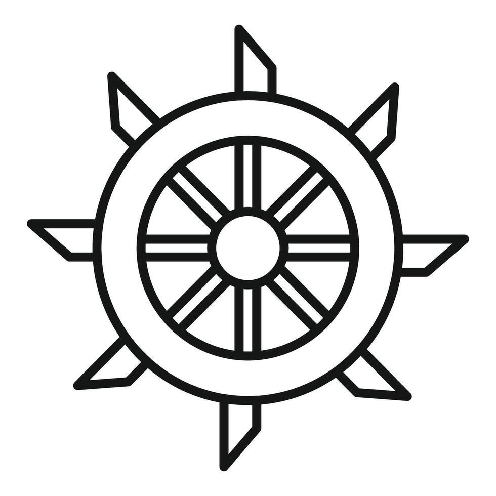 Ship steering wheel controlling the direction of navigation on white background vector