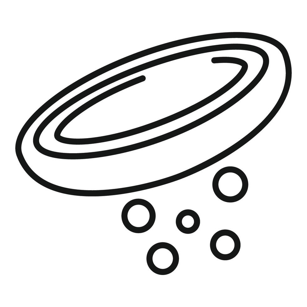 Round effervescent tablet dropping in water line icon vector