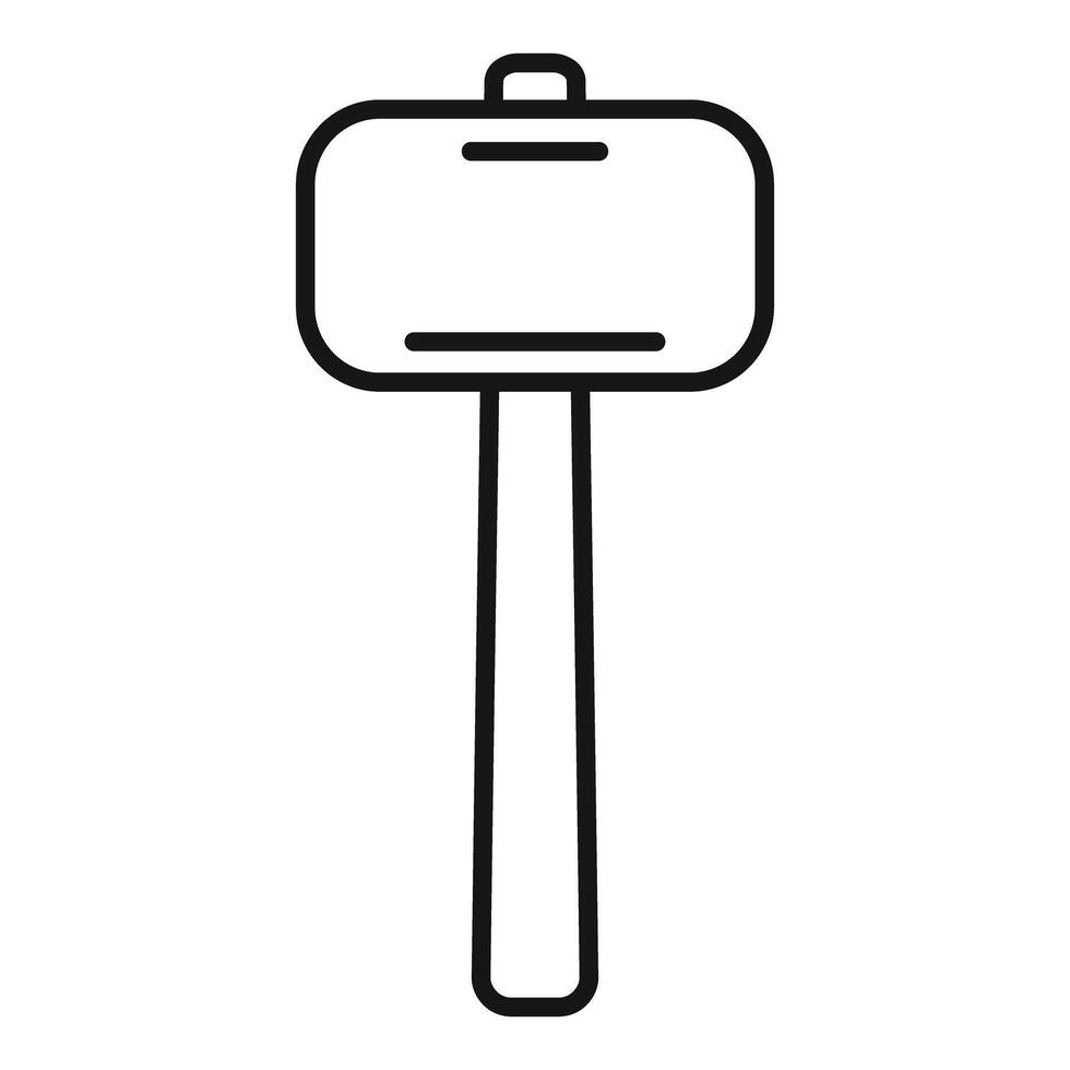 Big rubber mallet with wooden handle for driving chisels icon outline style vector