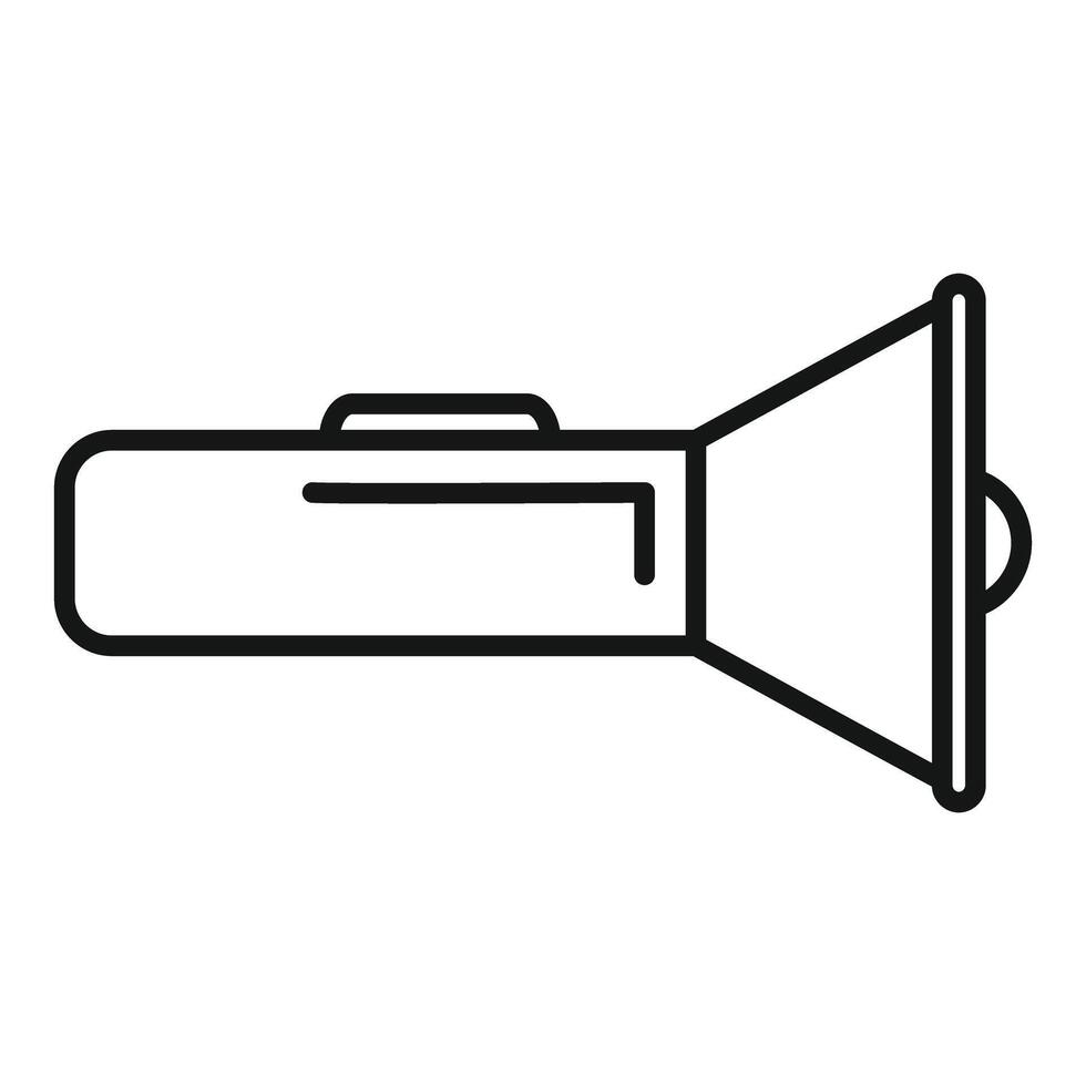 Flashlight shining light beam in darkness icon vector