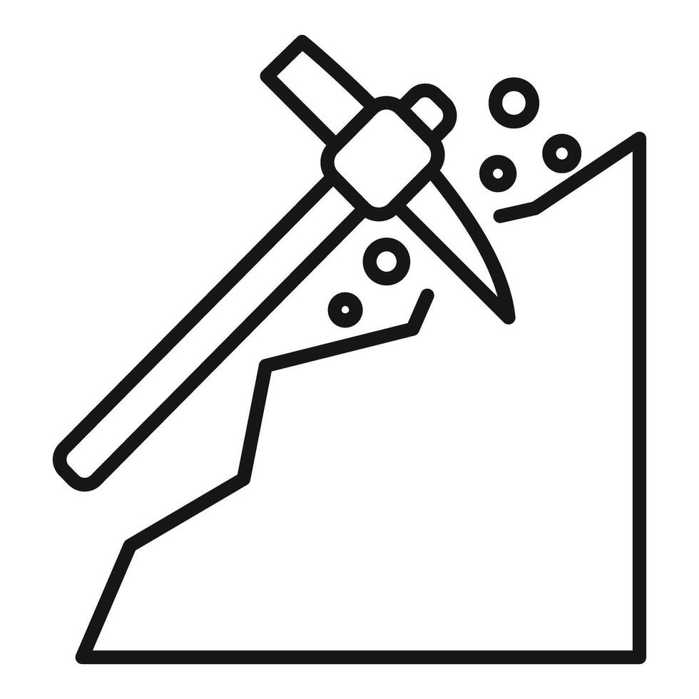 Miner tool pickaxe striking mountain mining illustration vector