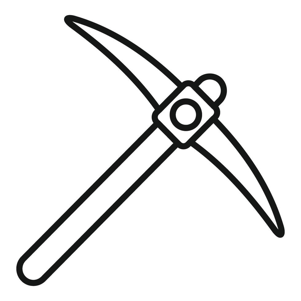 Mining pickaxe tool with wooden handle for extracting minerals vector