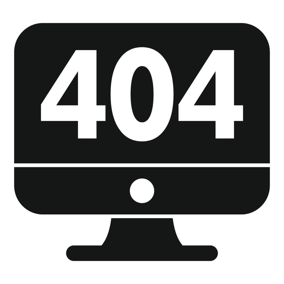 Computer monitor showing 404 error message icon vector