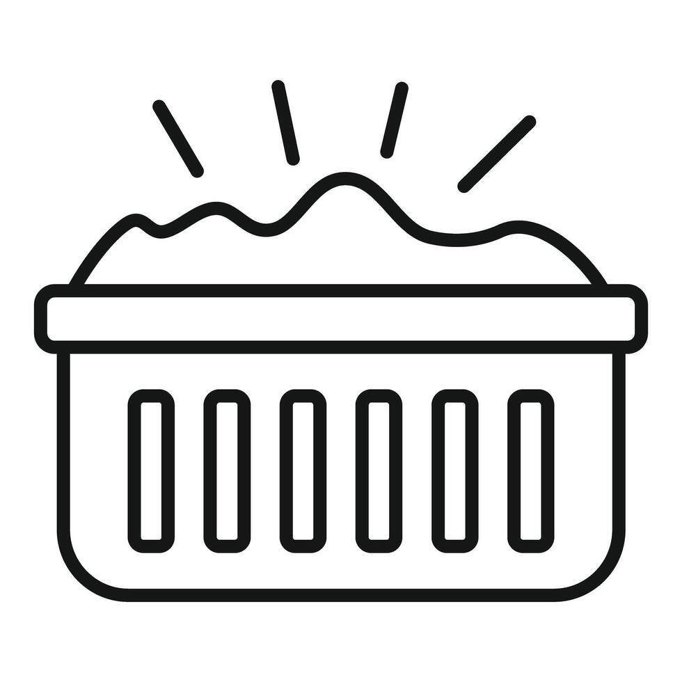 Laundry basket overflowing with soapy clothes icon vector