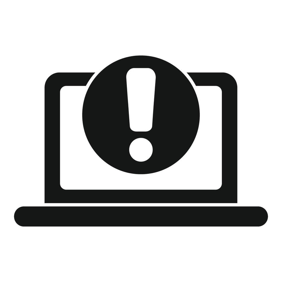 Laptop showing warning sign icon simple style vector