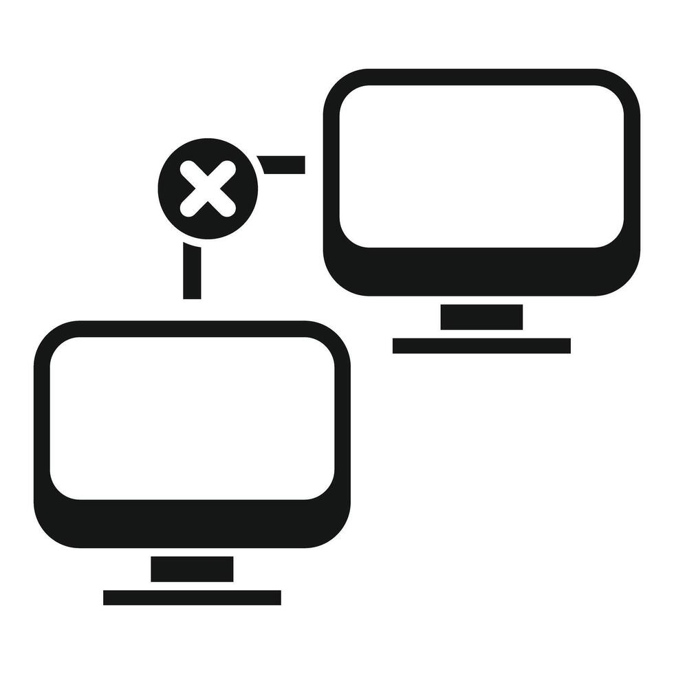 Network error icon showing two computers not connecting vector