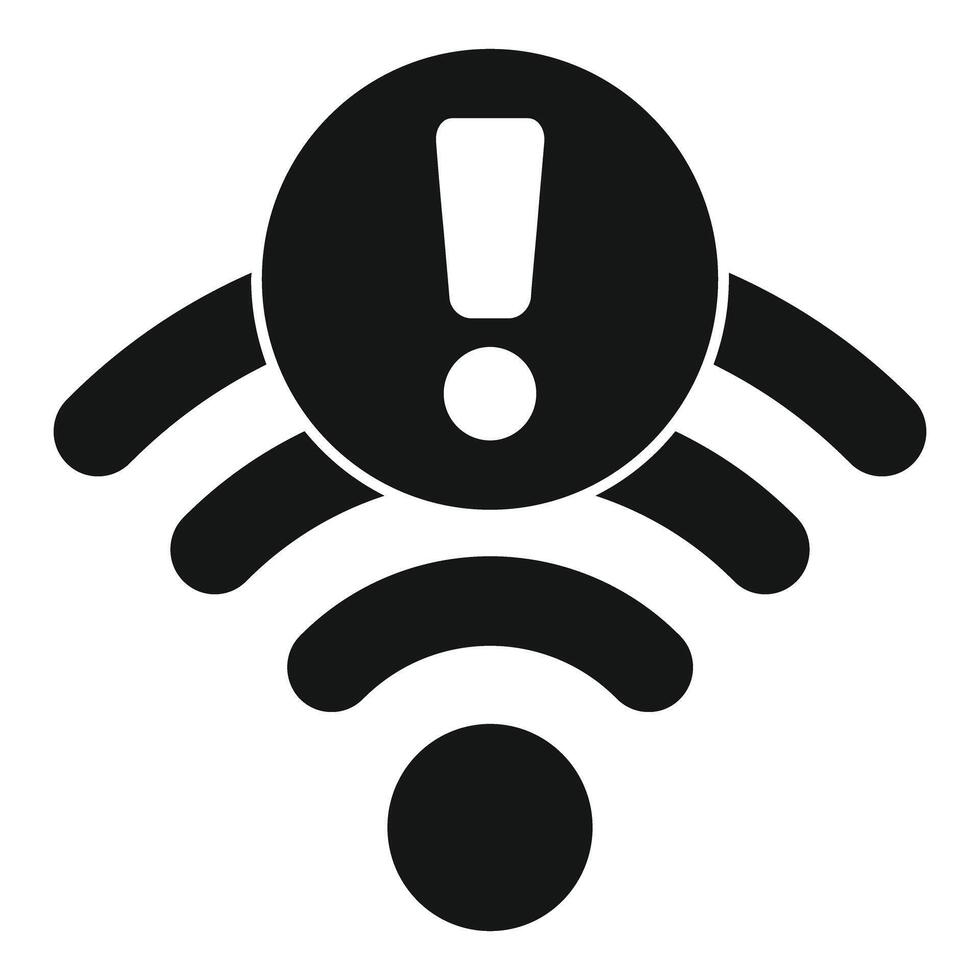 Wifi connection showing warning with exclamation mark vector