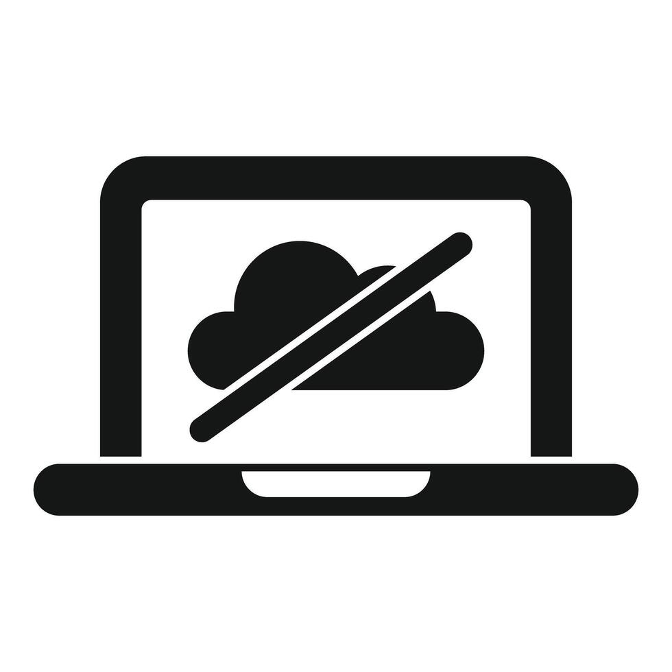 Laptop showing cloud computing disconnection icon vector
