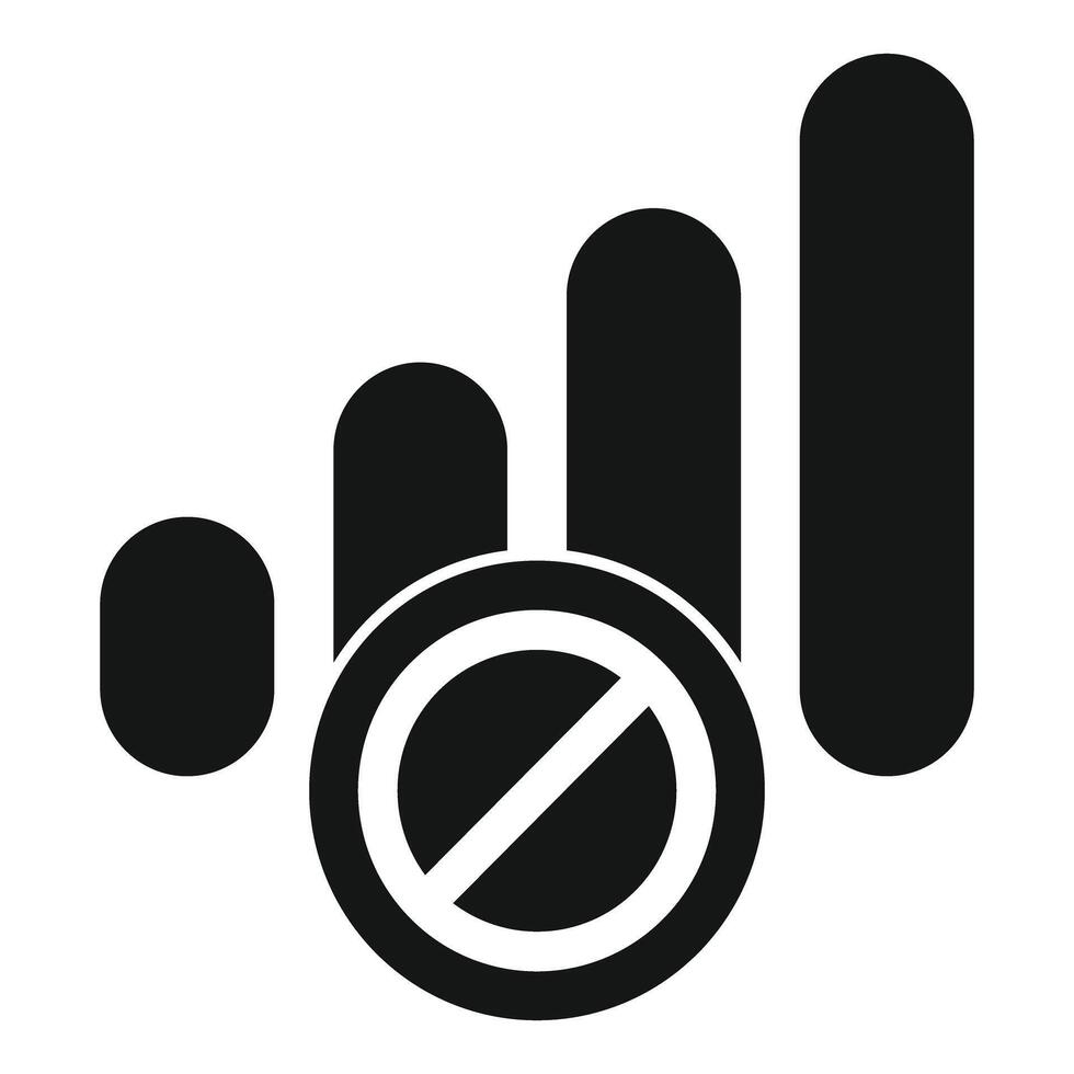 Stop growing bar chart icon, simple style vector
