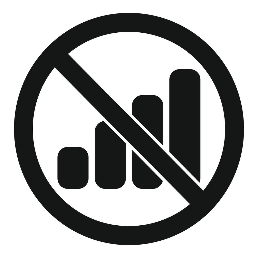 No mobile phones symbol showing phone signal bars being crossed out vector
