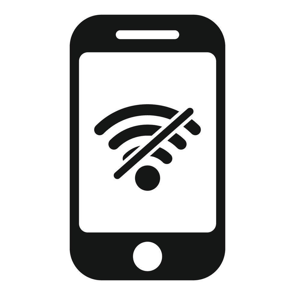 Smartphone showing wifi disconnected symbol on screen vector