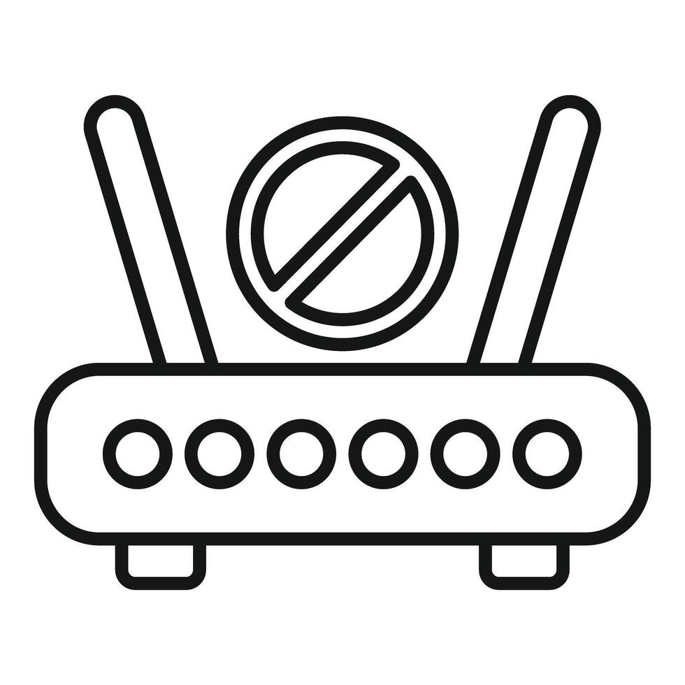 No wifi signal showing with router and crossed out symbol vector