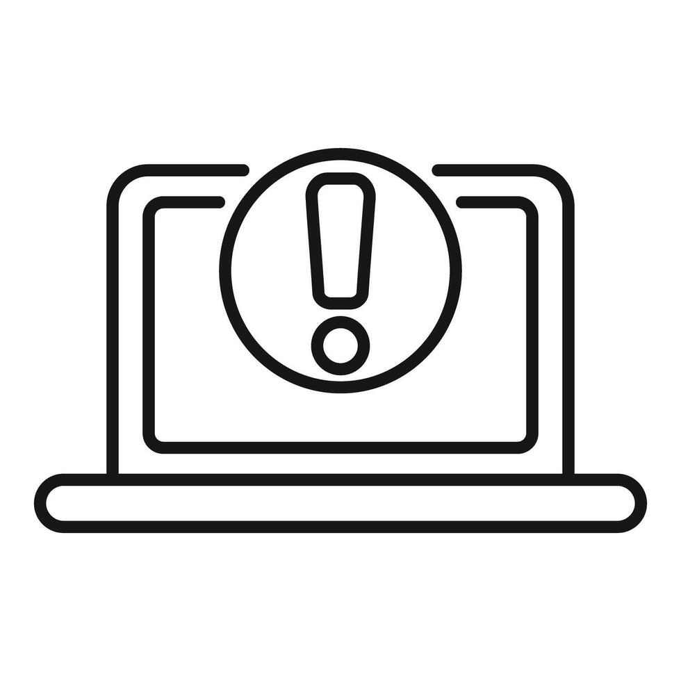 Laptop showing warning exclamation mark symbol icon vector