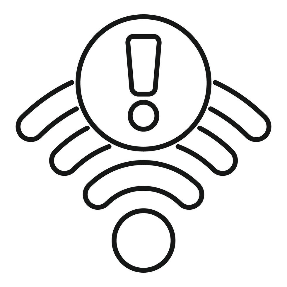 Wifi icon showing exclamation point warning signalling internet problem vector