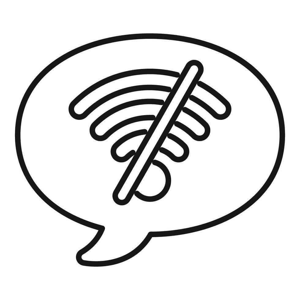 Speech bubble with no wifi symbol indicating lost connection vector