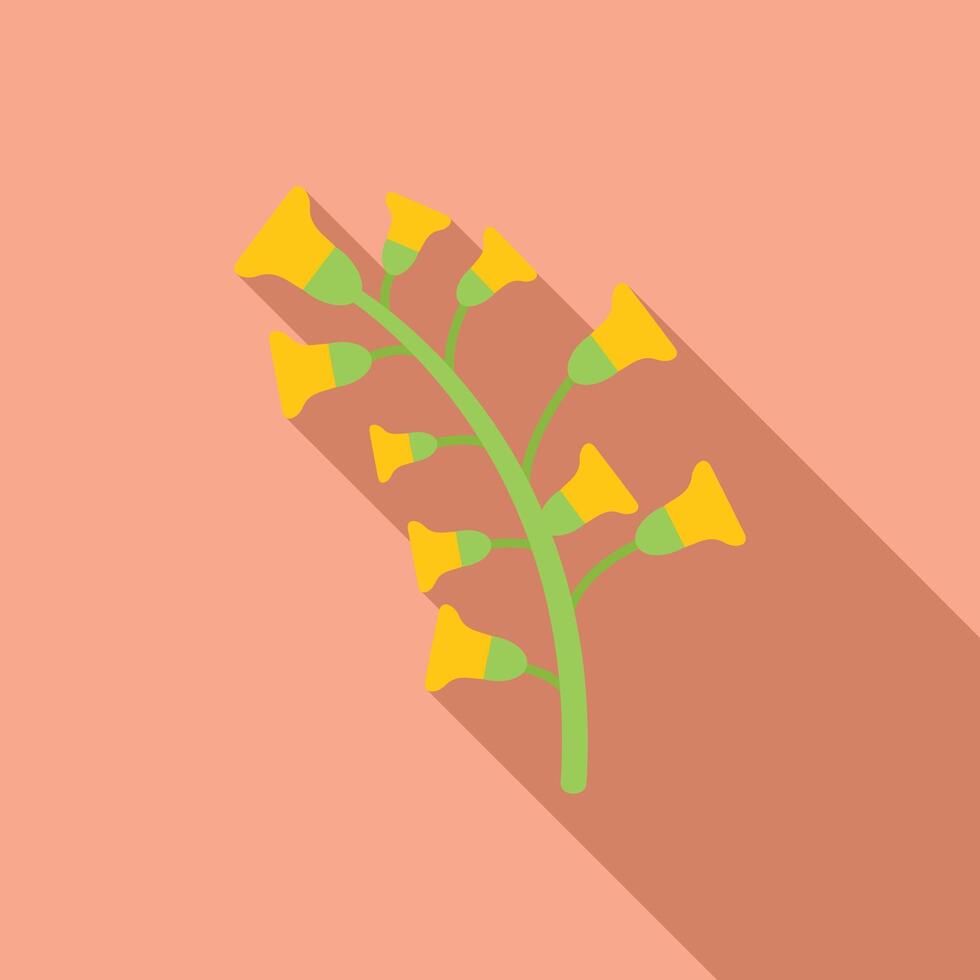 Yellow flower branch growing with long shadow vector