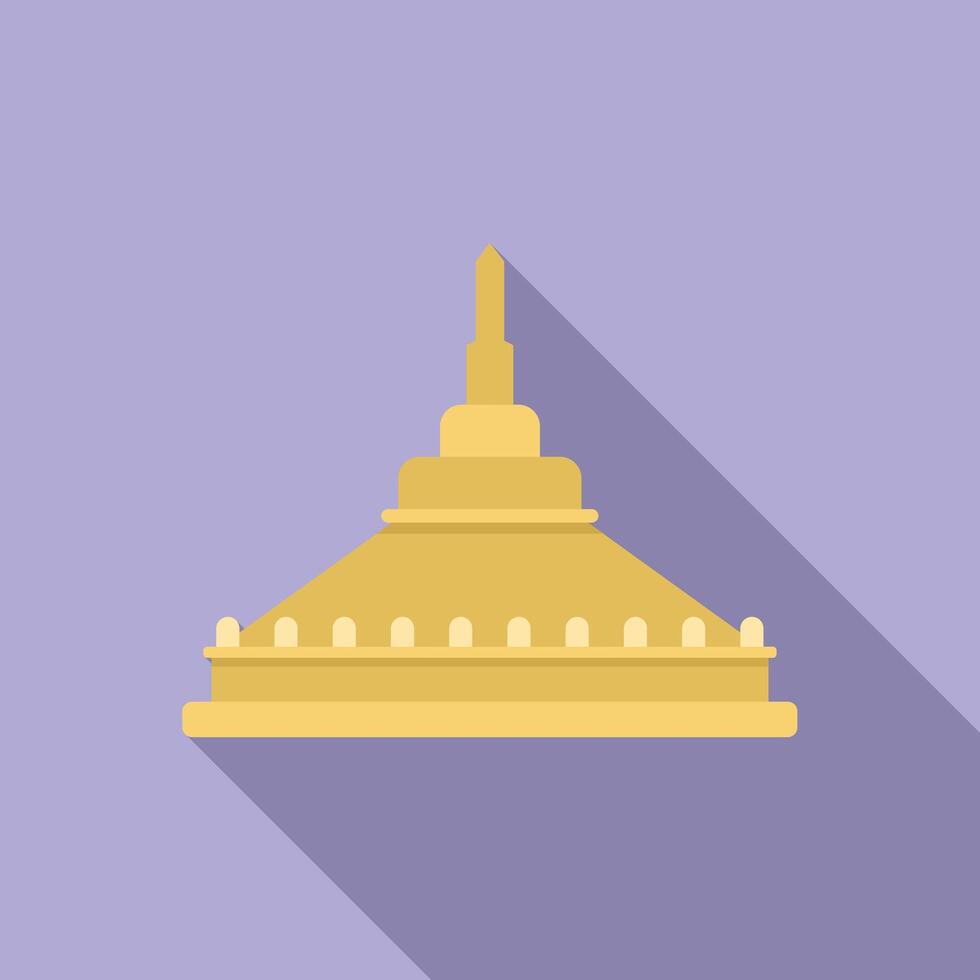Large buddhist stupa with long shadow on purple background vector