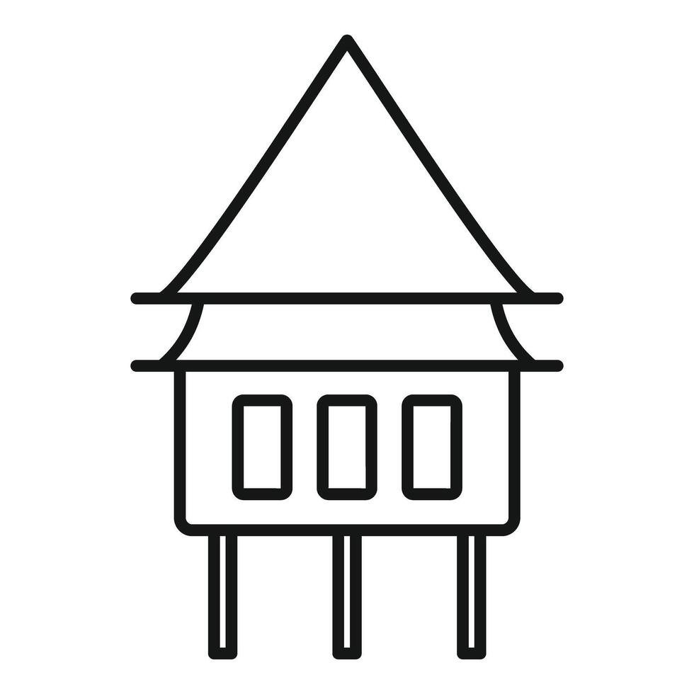 Asian house on stilts showing traditional architecture vector
