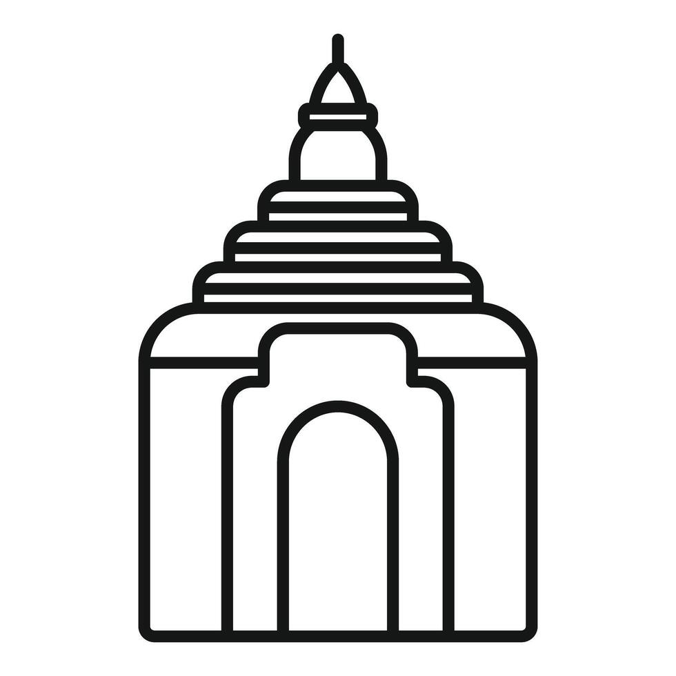 Ancient asian temple building with ornate roof, traditional architecture icon vector