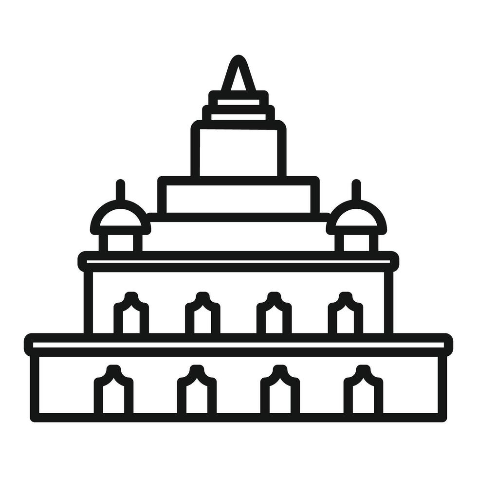 Traditional indian palace building with domes line icon vector