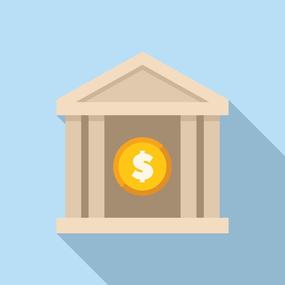 Bank building facade with dollar coin representing savings and finance vector