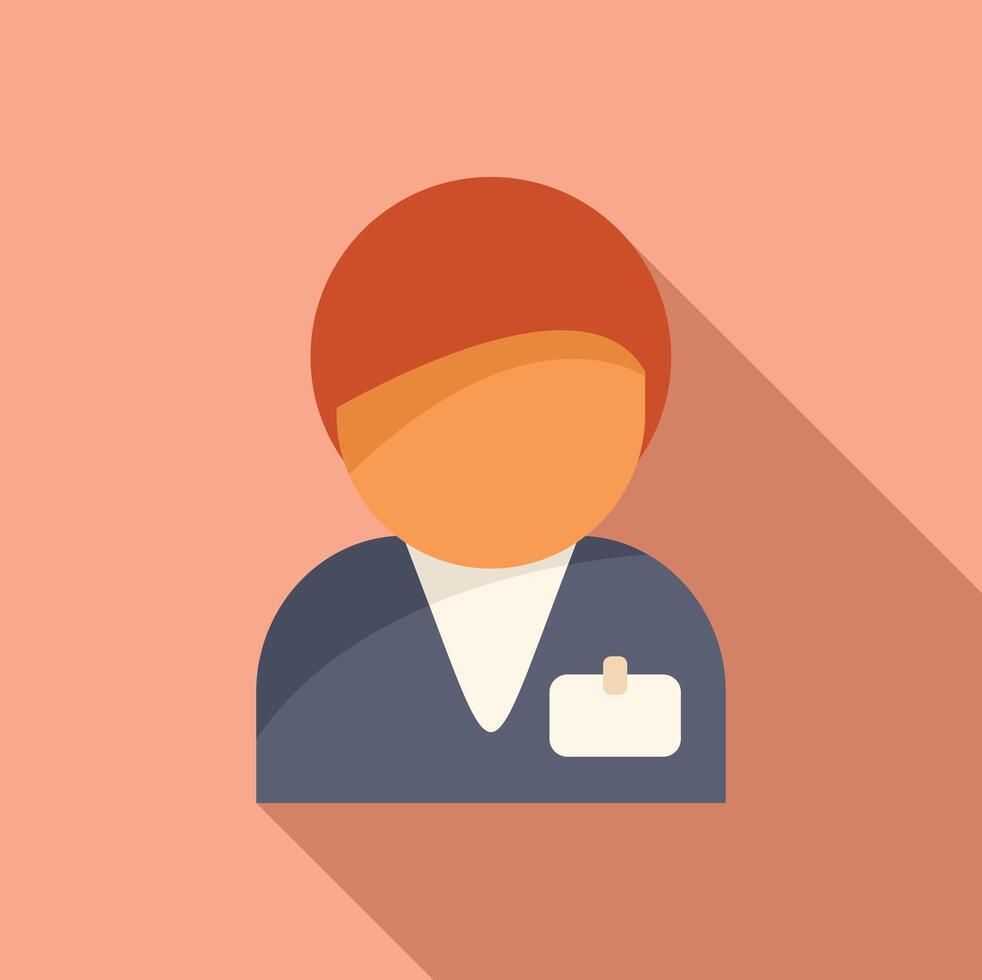 Redhead male office worker wearing id badge flat icon design vector