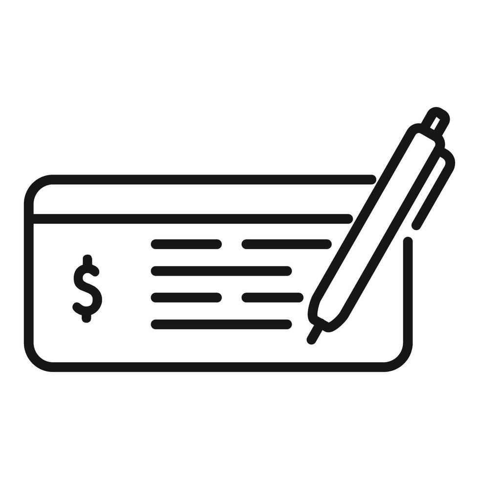Person filling out bank cheque with pen for payment vector