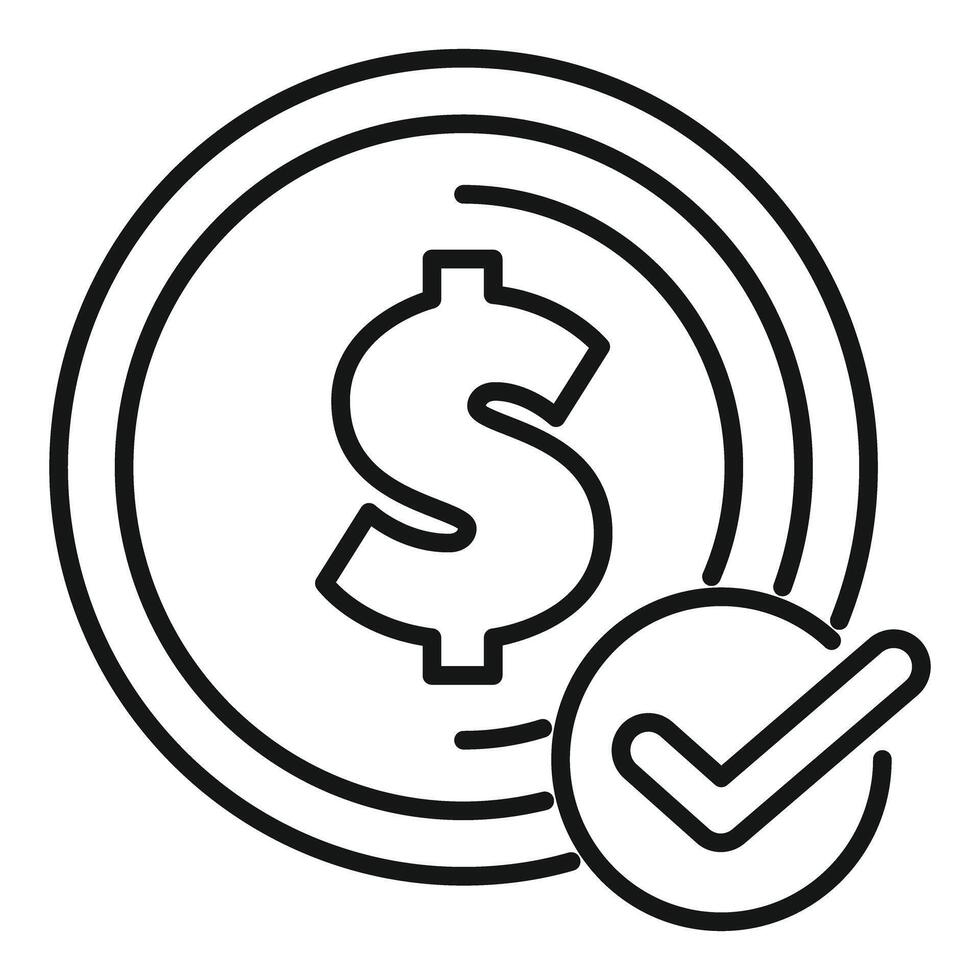 Dollar coin with check mark representing successful payment vector