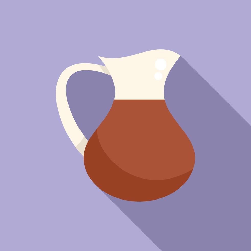 Big teapot with hot drink standing on purple background vector