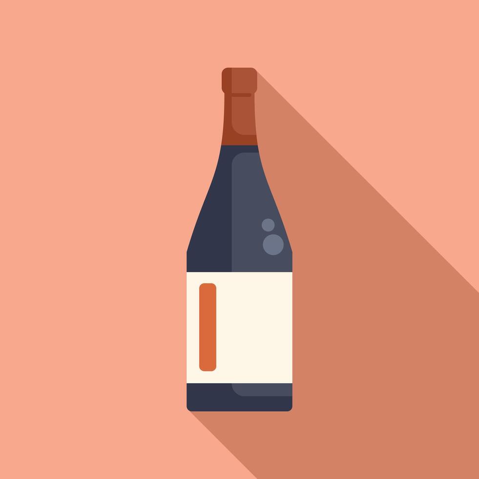 Wine bottle with long shadow on pink background vector