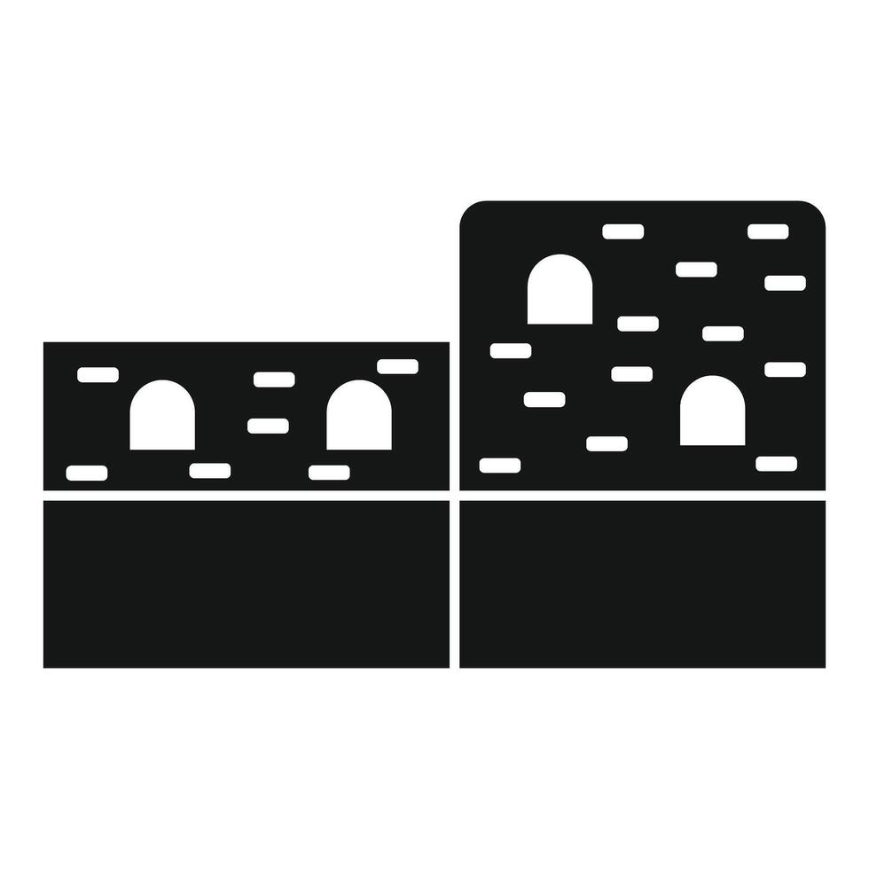 Ancient stone wall protecting medieval city icon vector