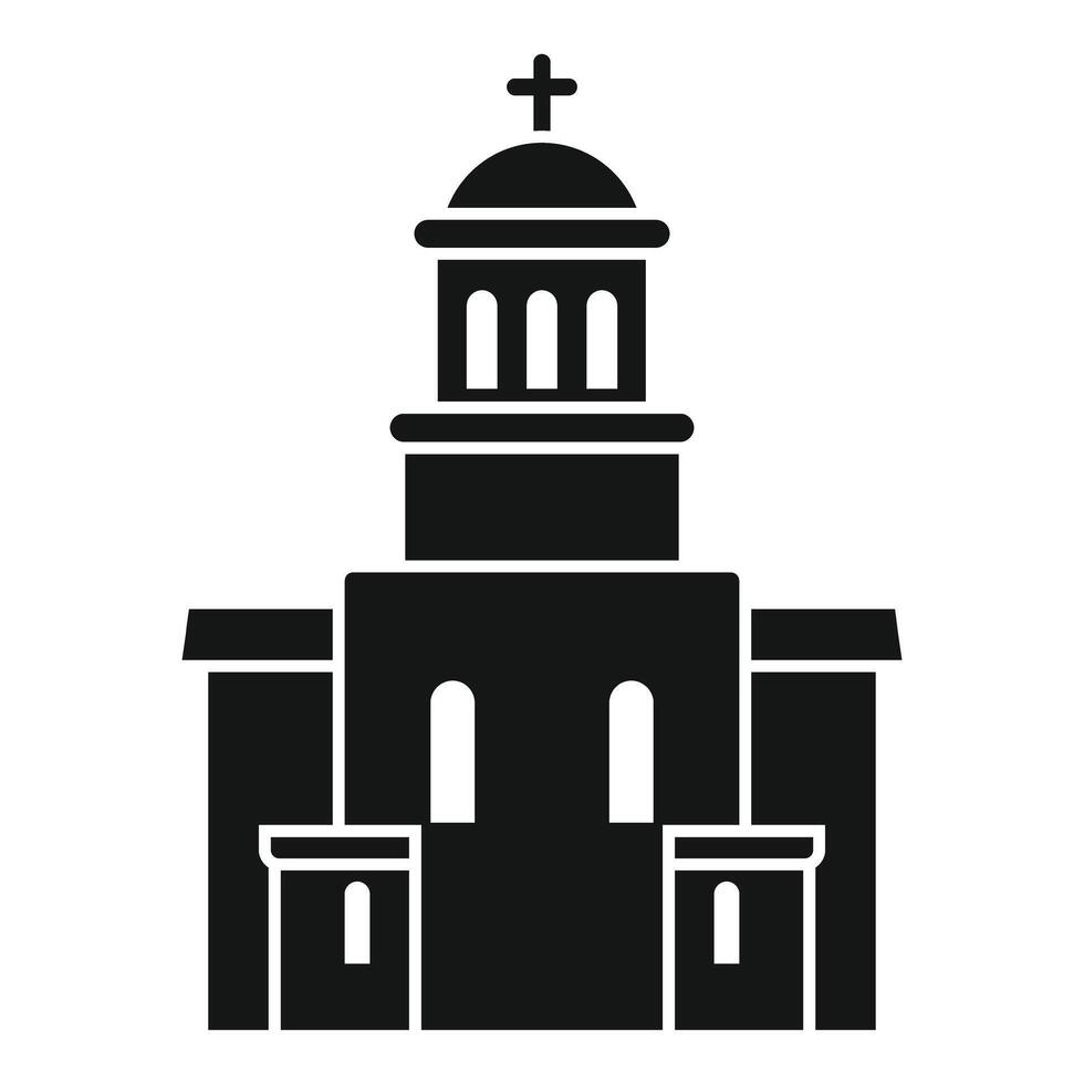 Large church building standing tall with a cross on top vector