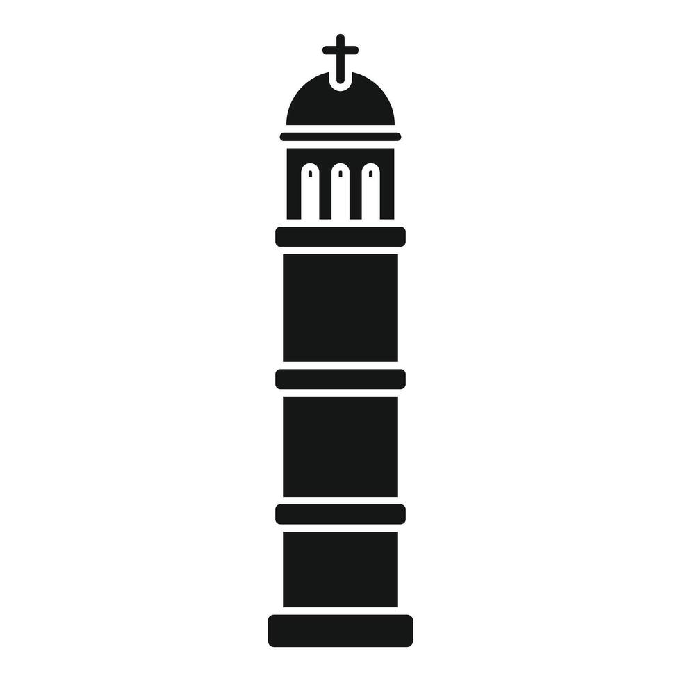 Simple icon of a tall religious building with a cross on top vector