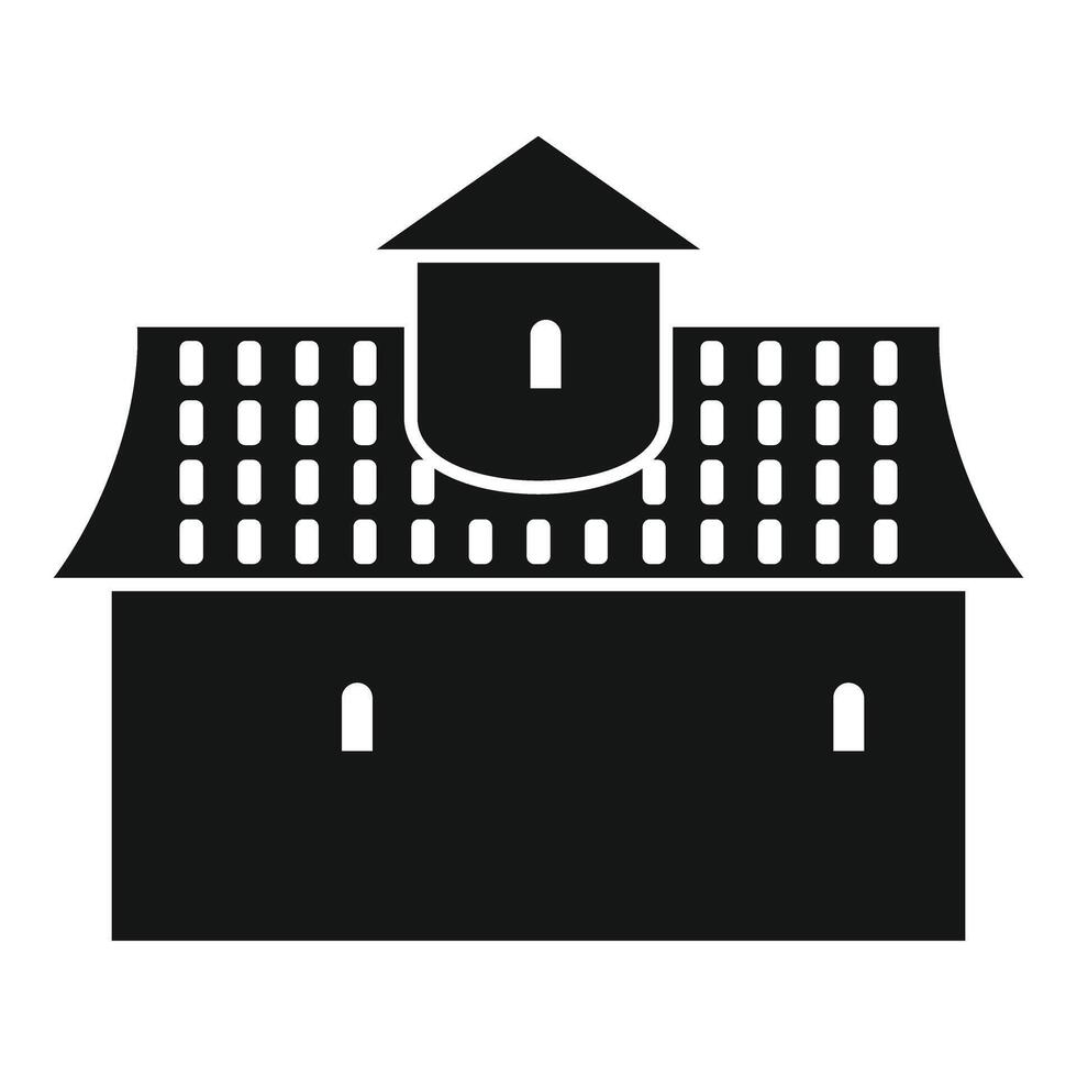Medieval building with tower and tiled roof in simple style vector