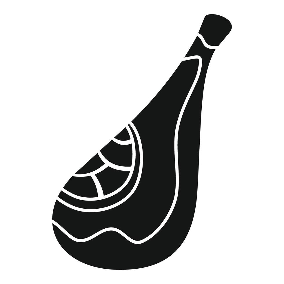 Black glyph icon of a whole serrano ham leg vector