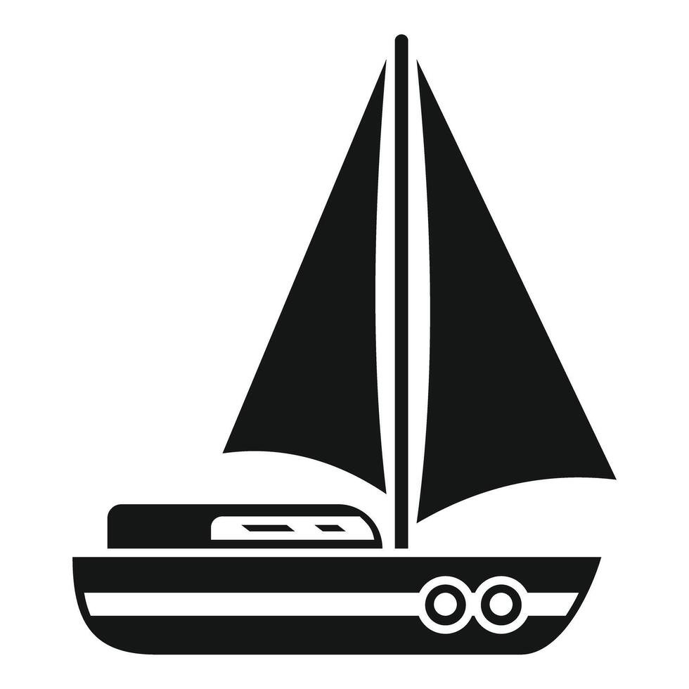 Small sailing yacht floating on water icon vector