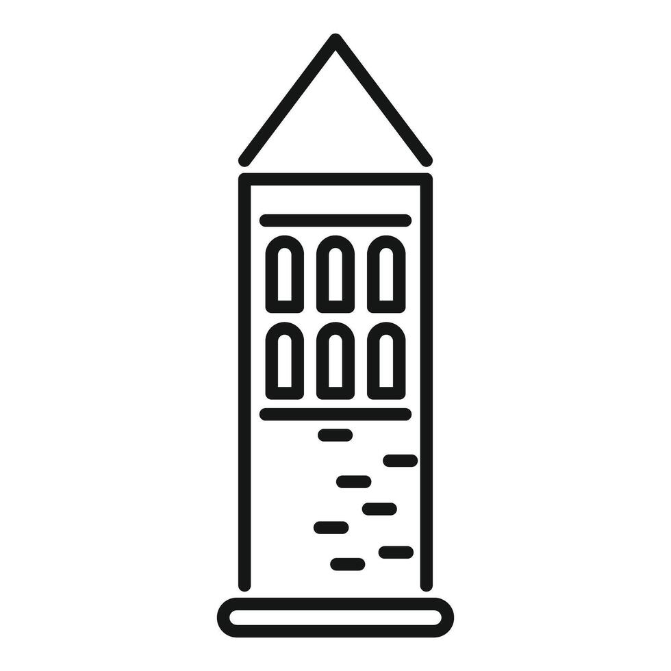 Ancient tower building with windows standing tall line icon vector
