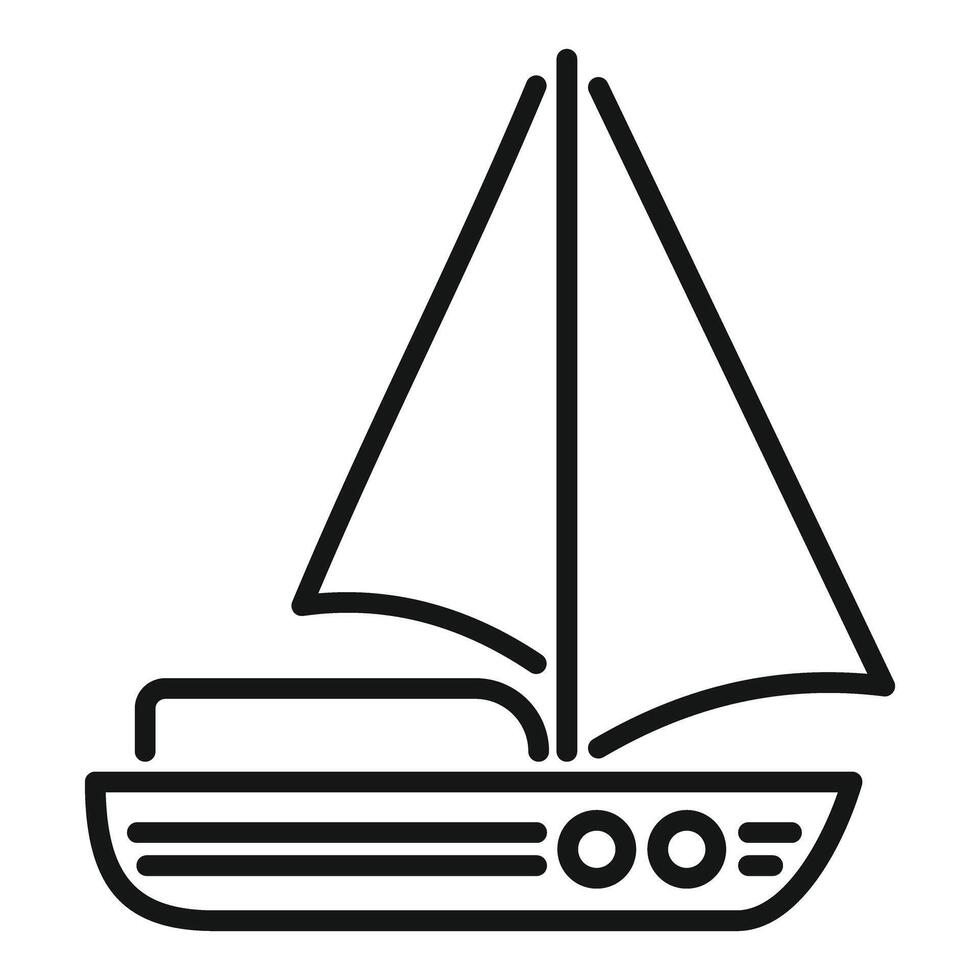 Sailboat floating on water, simple sailing boat line icon vector