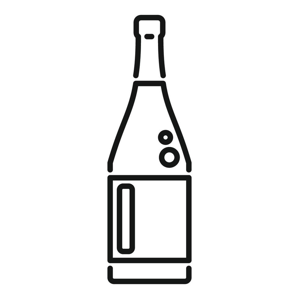Simple black and white icon of a champagne bottle with bubbles vector