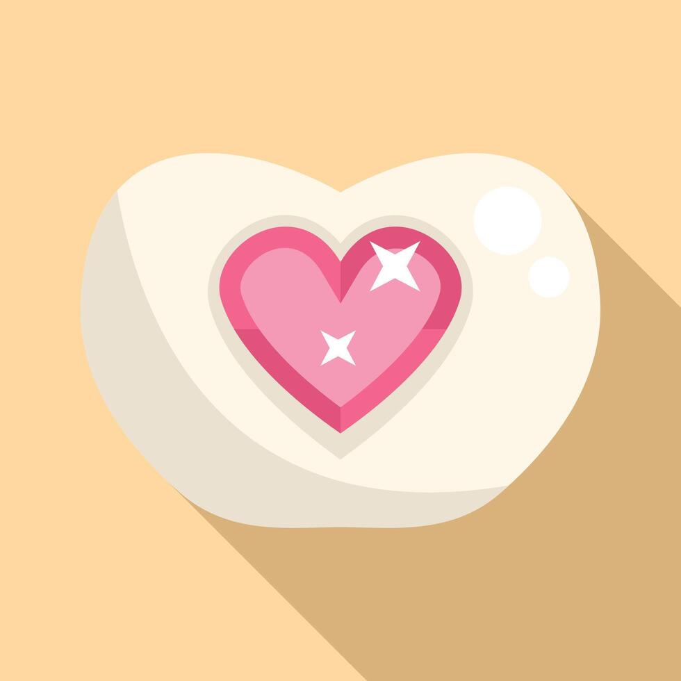 Big white heart containing smaller pink heart with stars icon vector