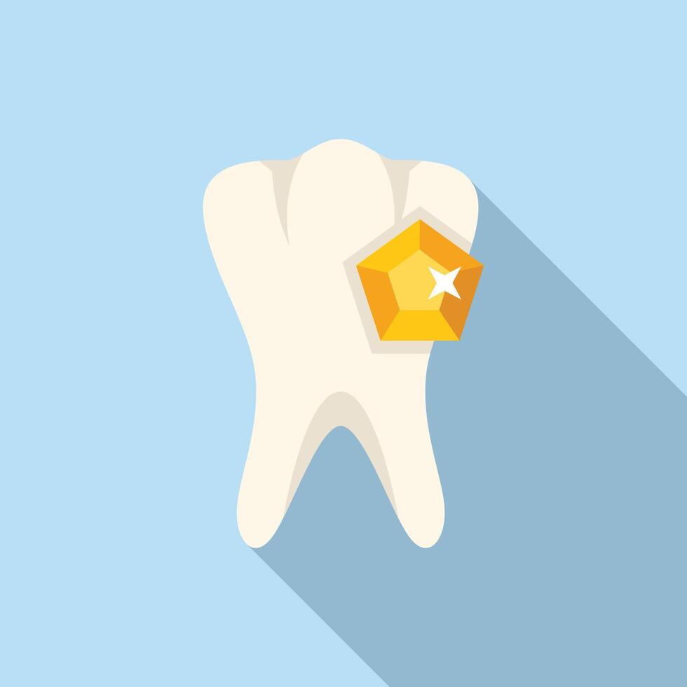 White tooth with shiny gem illustrating dental care importance vector