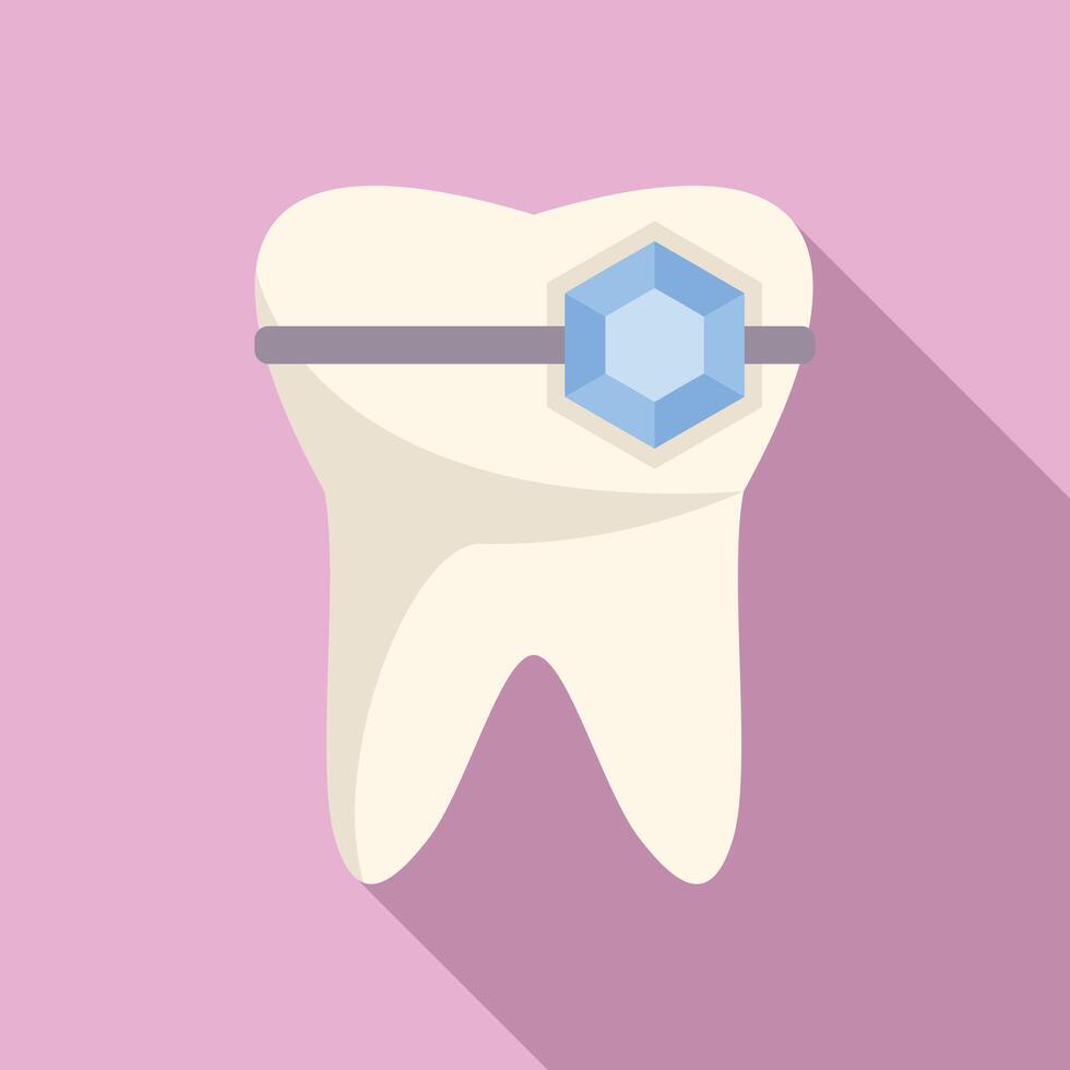 White tooth with brace and shiny brilliant crystal decorated tooth vector